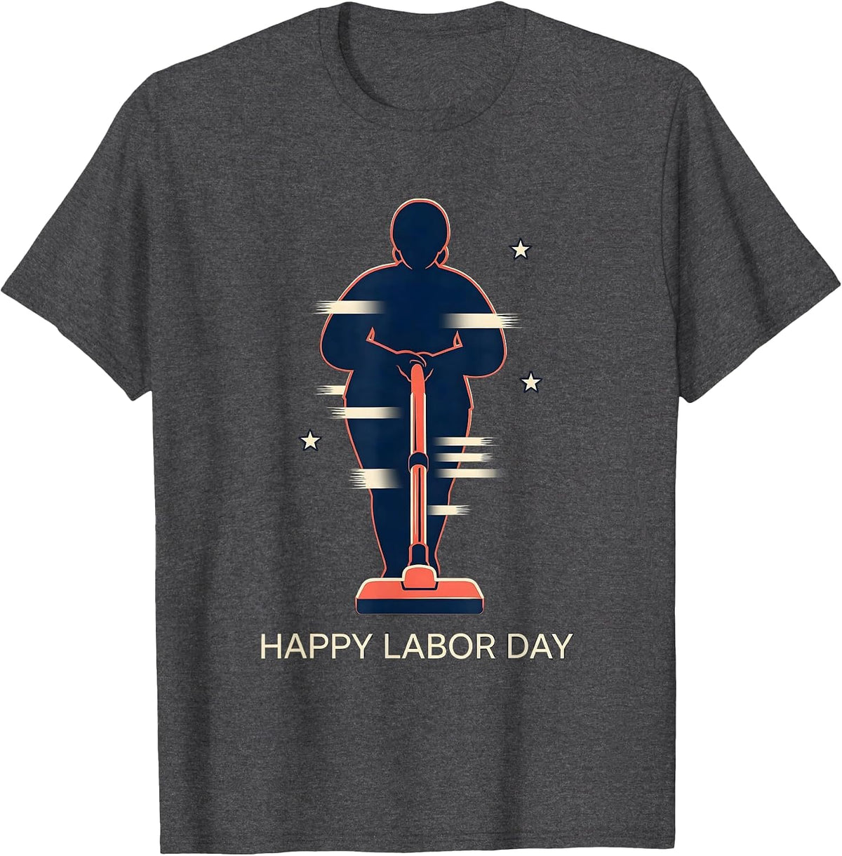 Men's Happy Labor Day Patriotic Woman Messy Bun Humor Graphic T-Shirt - Dark Heather Grey