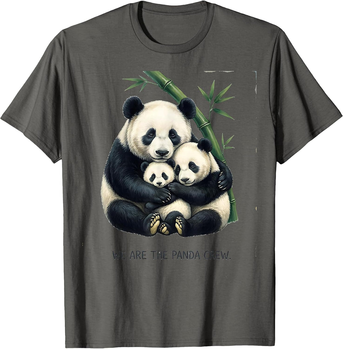 Men's We Are The Panda Crew Storybook Cute Panda Fan Humor T-Shirt - Asphalt Grey