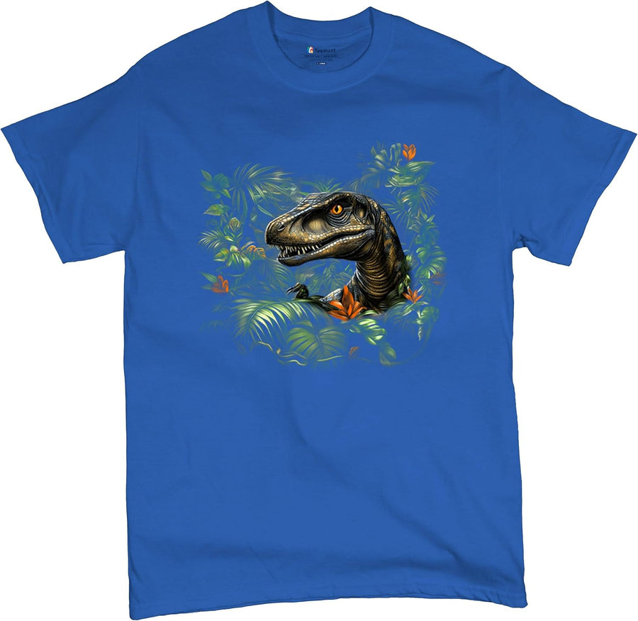 Velociraptor Jungle Men's T-Shirt Dinosaur Hunter Jurassic Period Raptor Reptile Dino Tropical Paleontology Men's Tee - 1
