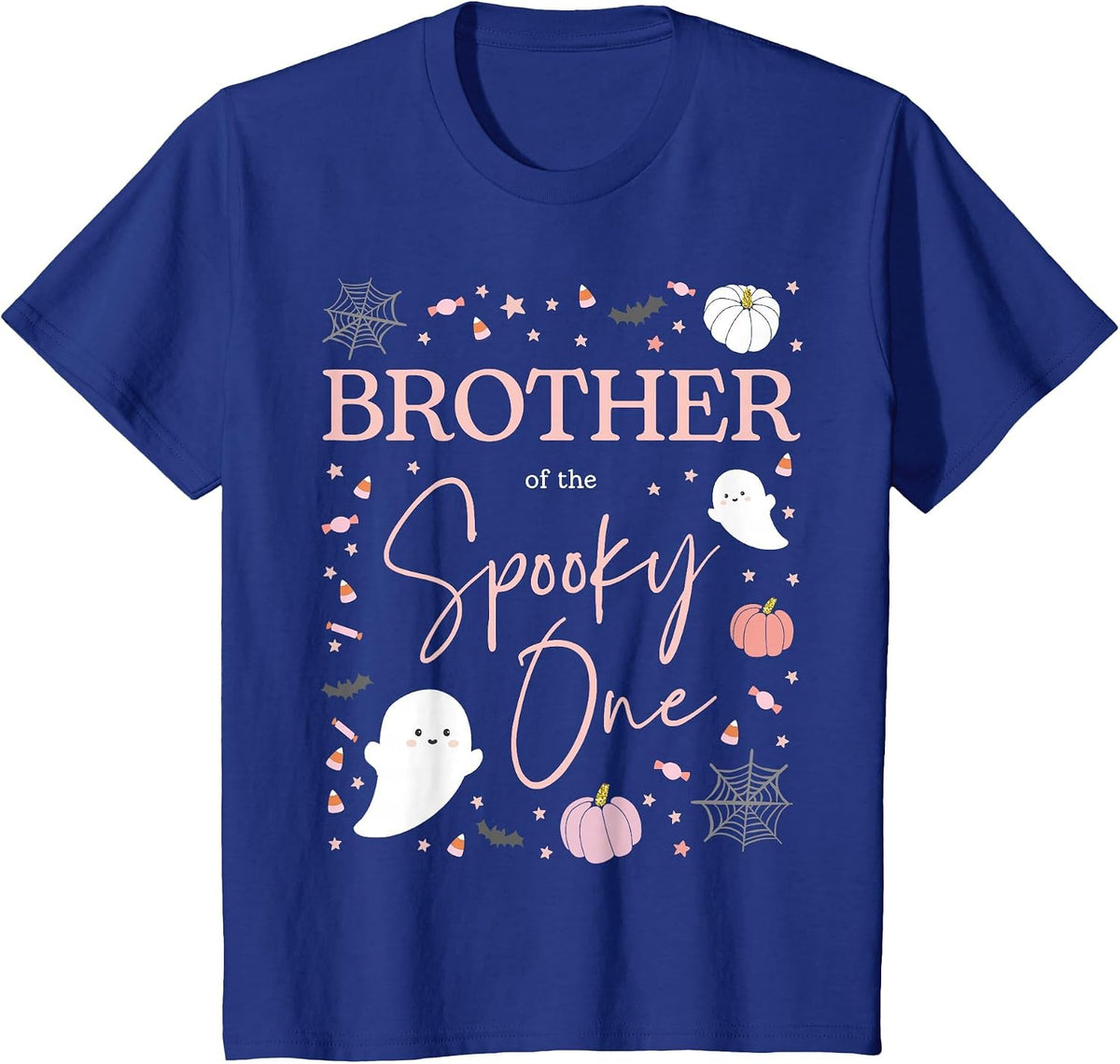 Brother of the Spooky One Girl First Birthday Pink Halloween T-Shirt - Royal Blue