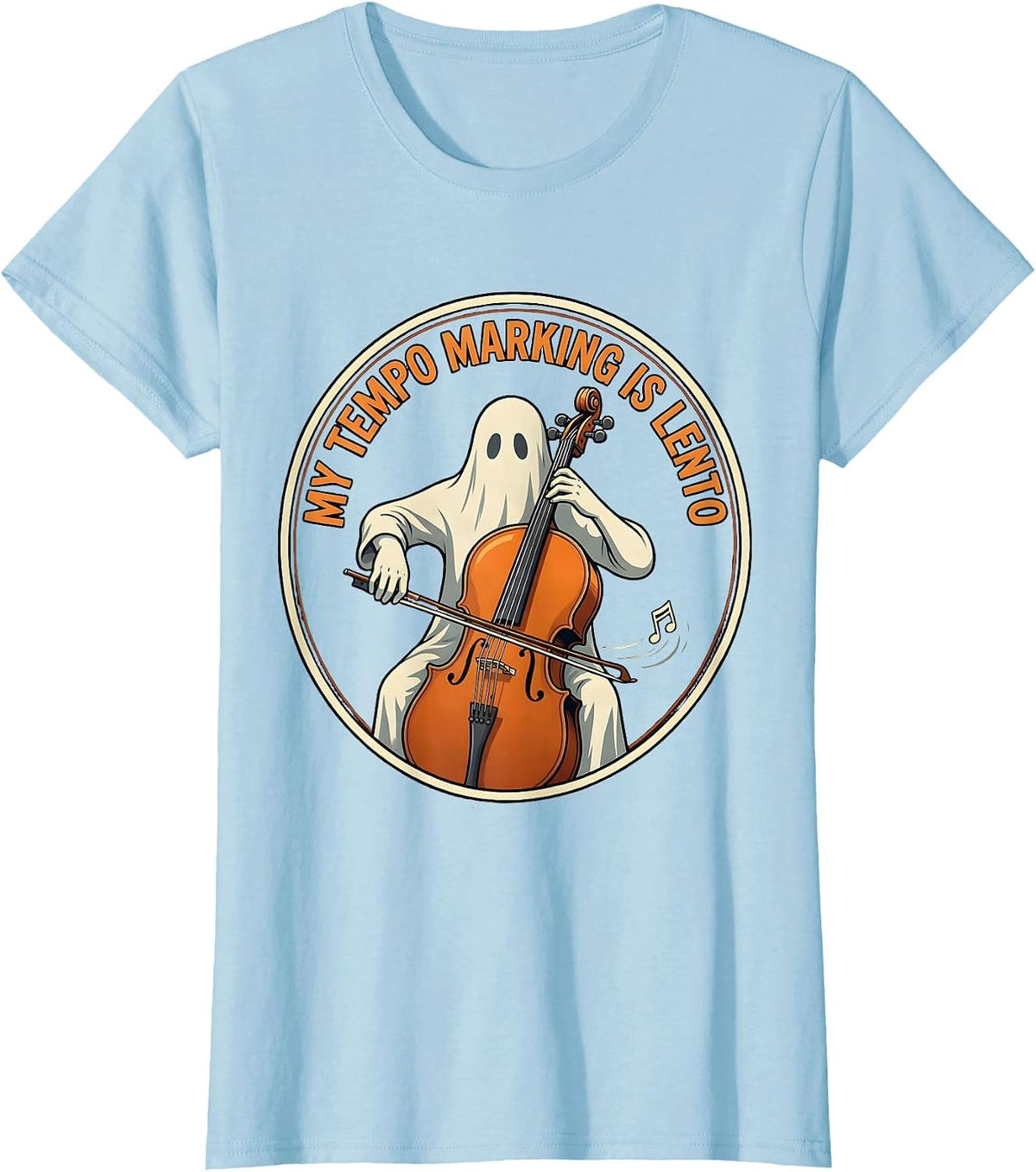 Women's My Tempo Marking Is Lento Funny Music Teacher Ghost T-Shirt - Baby Blue