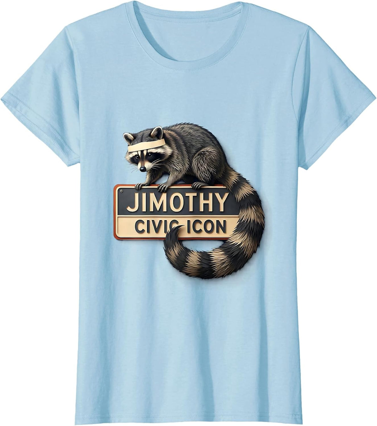 Jimothy Civic Icon Funny Raccoon Meme Trash Panda Wildlife T-Shirt - Baby Blue