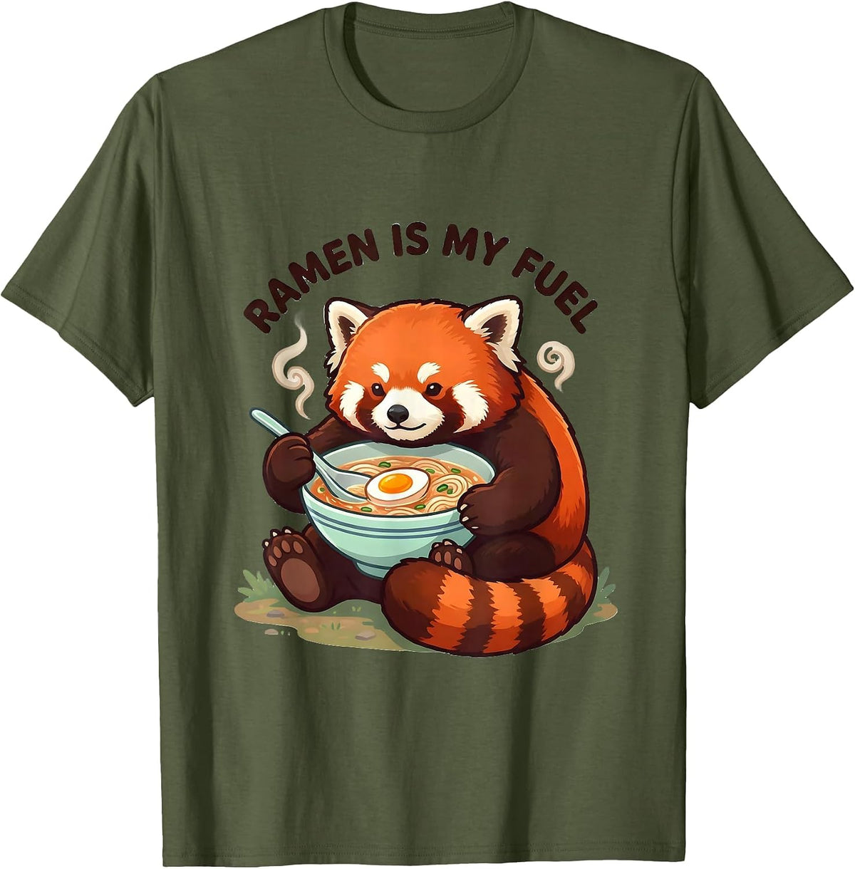 Men's Ramen Is My Fuel Cute Kawaii Panda Anime Food Lover T-Shirt - Olive Green