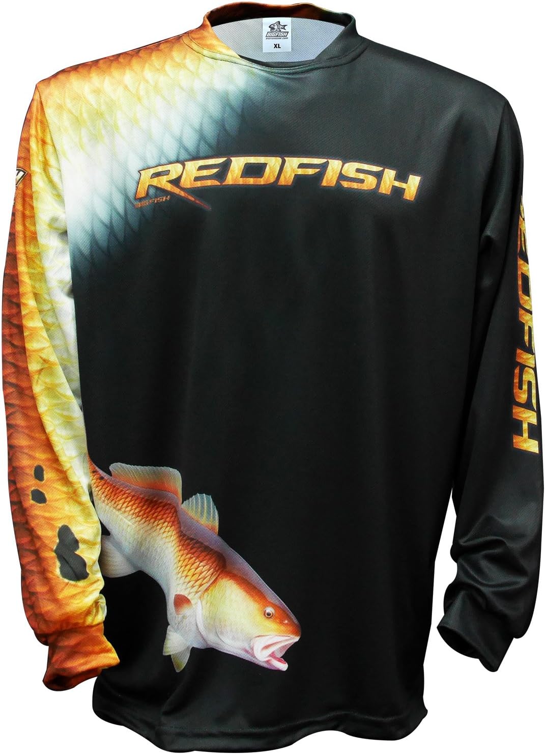 Bigfish Redfish Black UPF50 Long Sleeve Performance Fishing Shirt (Small) - As Pictured