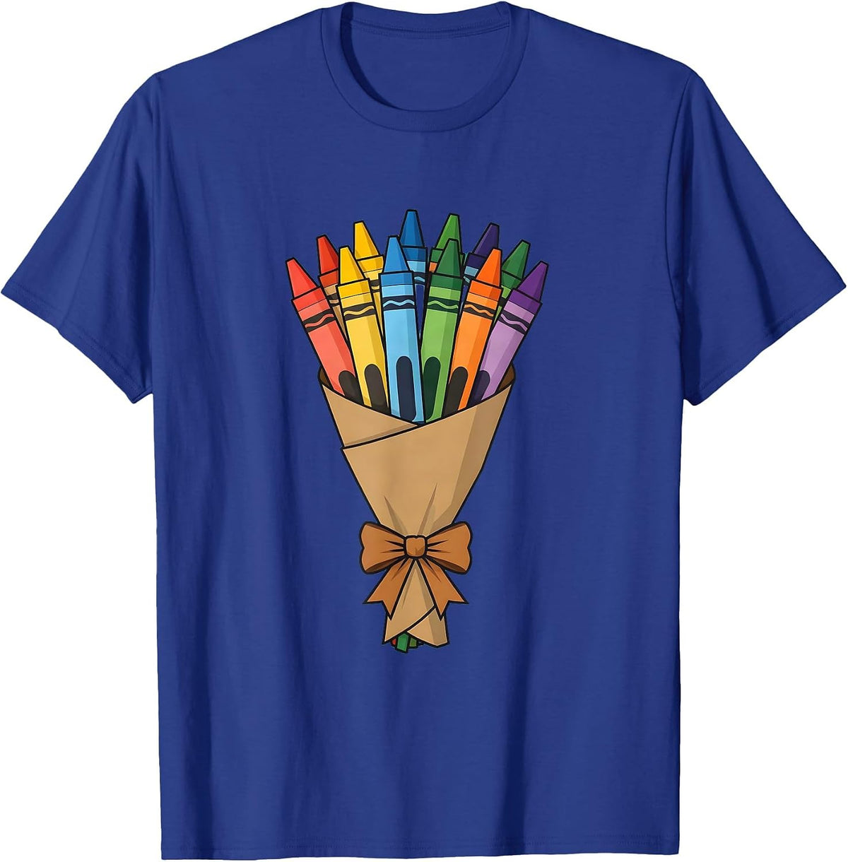 Men's Crayon Bouquet Kindergarten Teacher Gift T-Shirt - Royal Blue