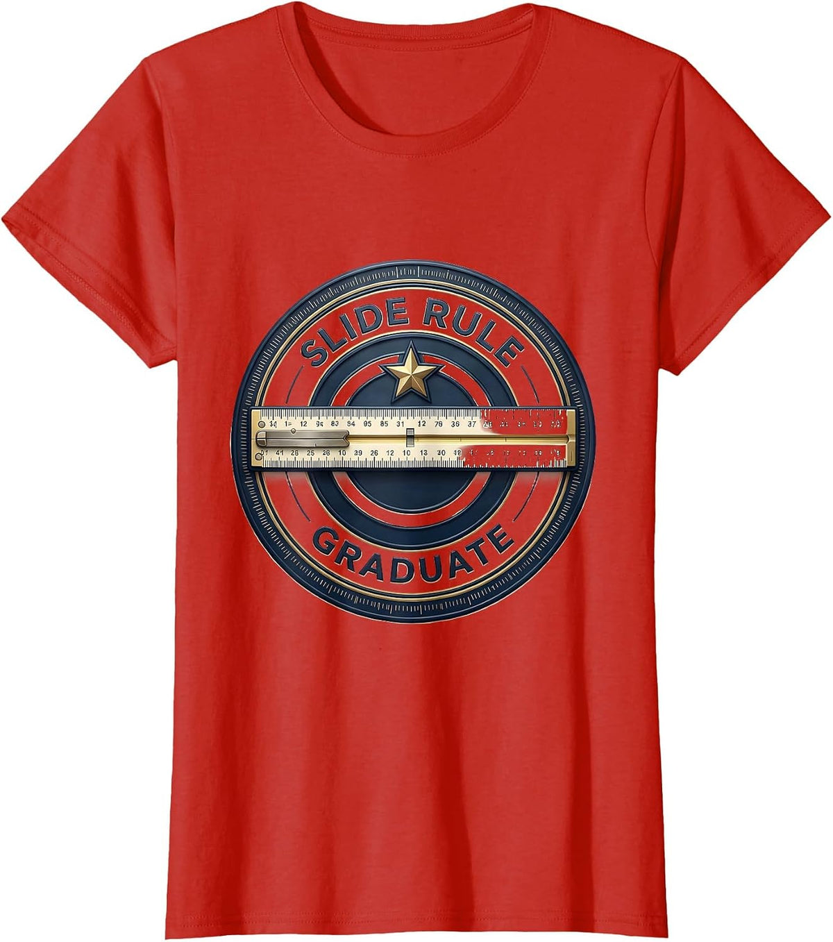 Slide Rule Graduate Classically Trained Retro Math Engineer T-Shirt - Red
