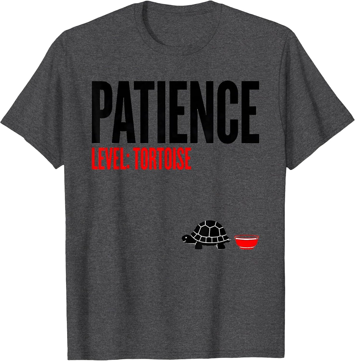 Patience Level Tortoise Funny Sea Turtle Lover Animal Humor T-Shirt - Dark Heather Grey