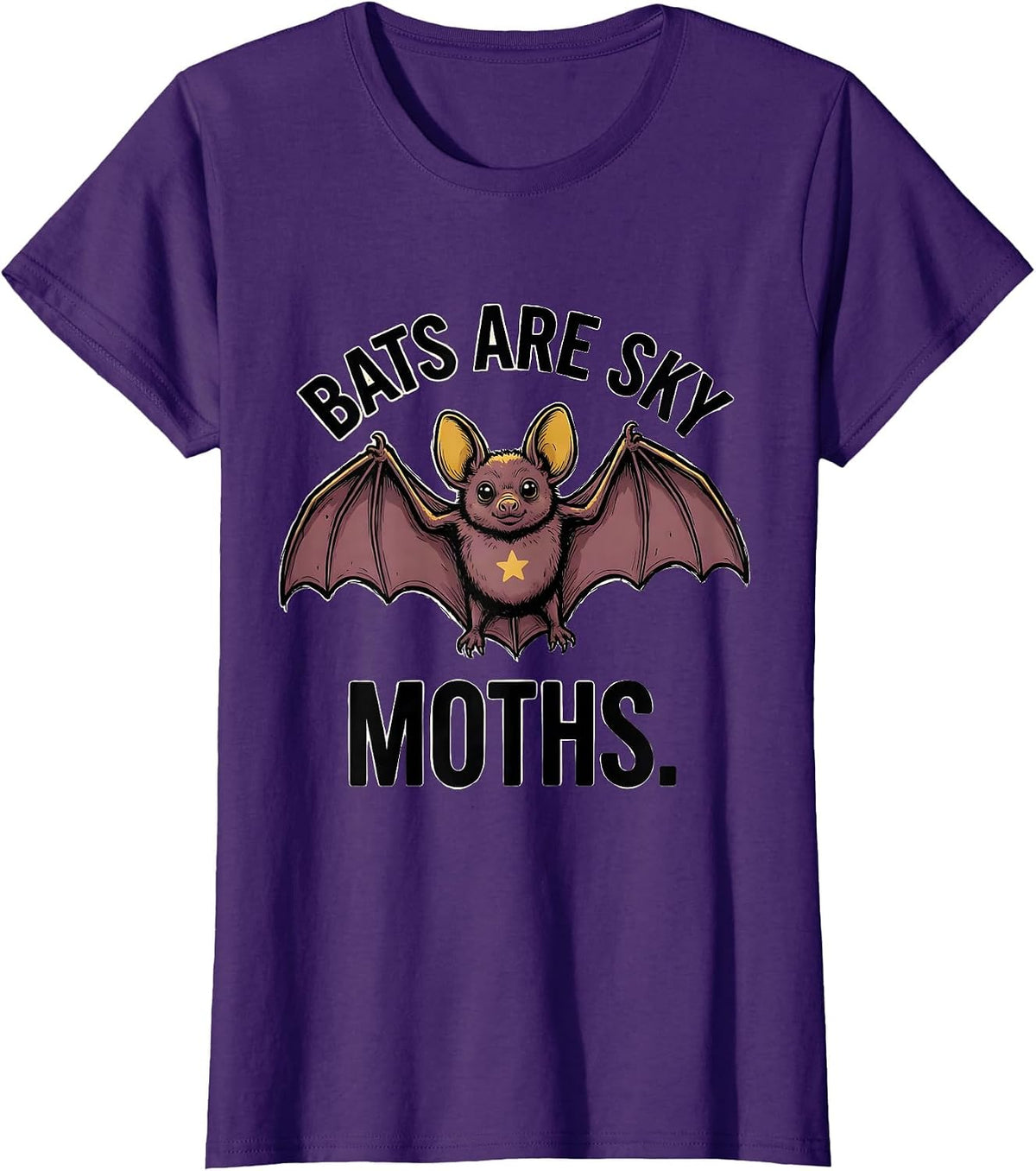 Women's Bats Are Sky Moths Funny Bat Lover Wildlife Biology Humor T-Shirt - Purple