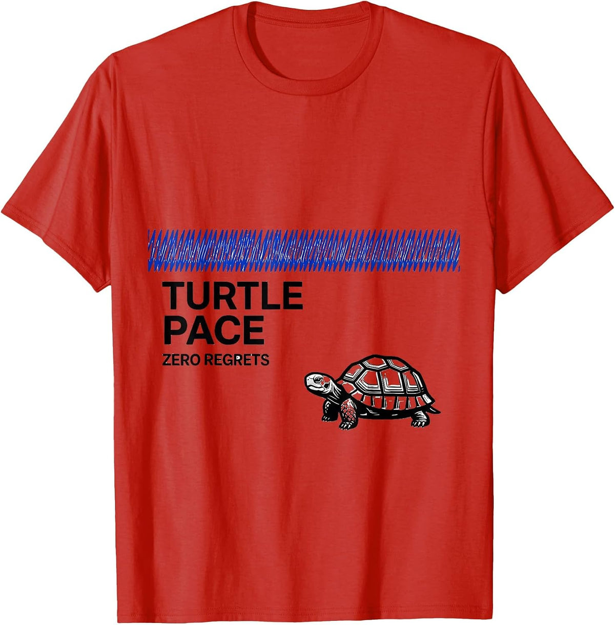 Men's Turtle Pace Zero Regrets Funny Tortoise Lover Humor T-Shirt - Red