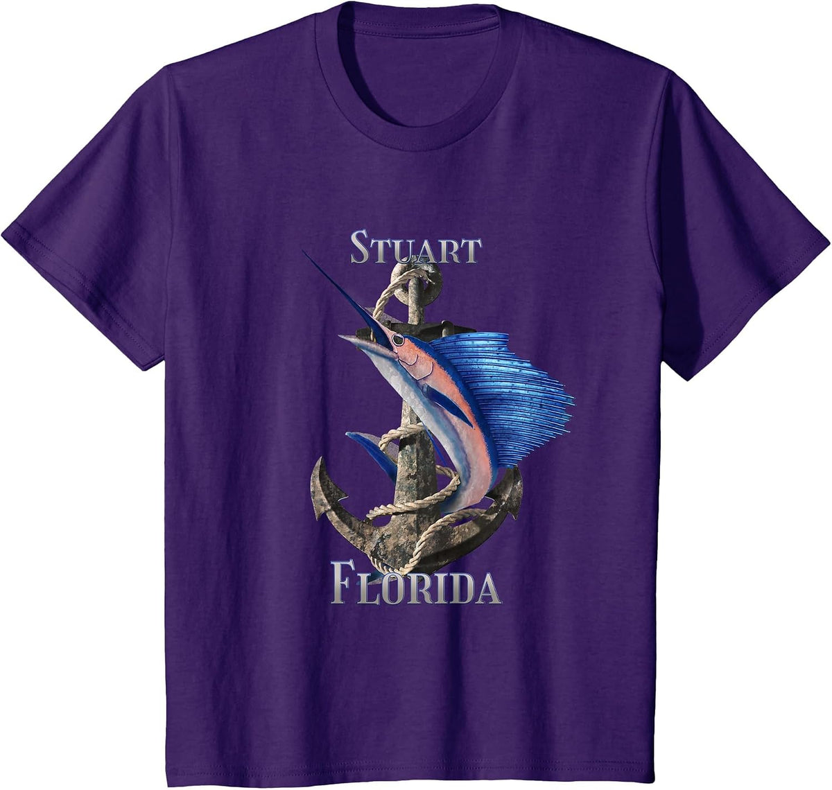 Stuart Florida Swordfish Marlin Ocean Fishing T-Shirt - Purple