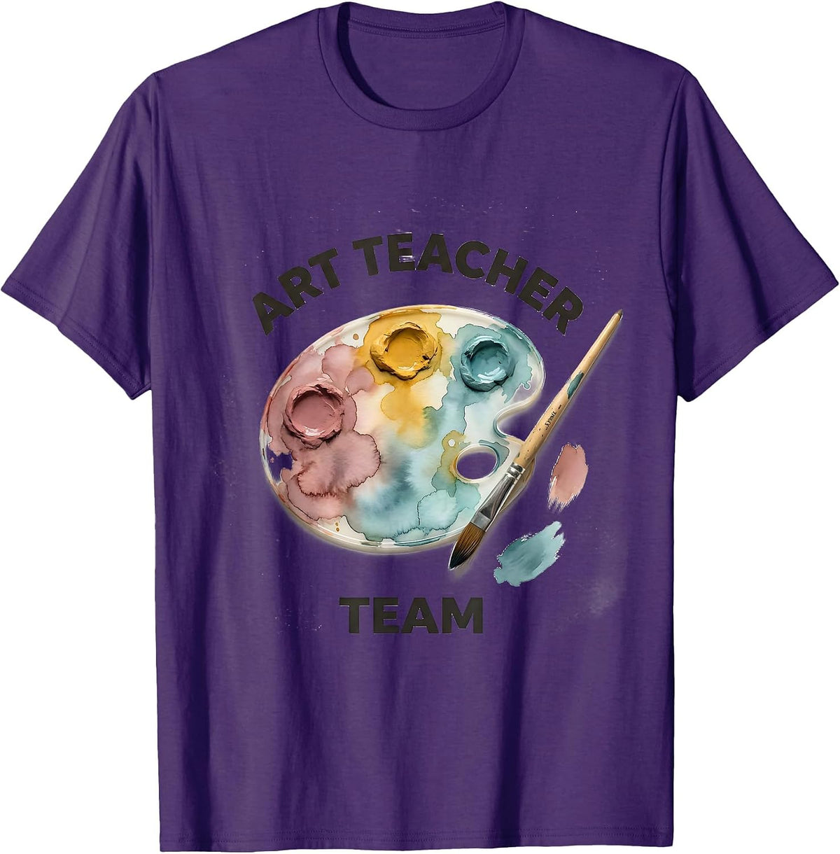 Men's Art Teacher Team Watercolor Painting Art Education Teacher T-Shirt - Purple
