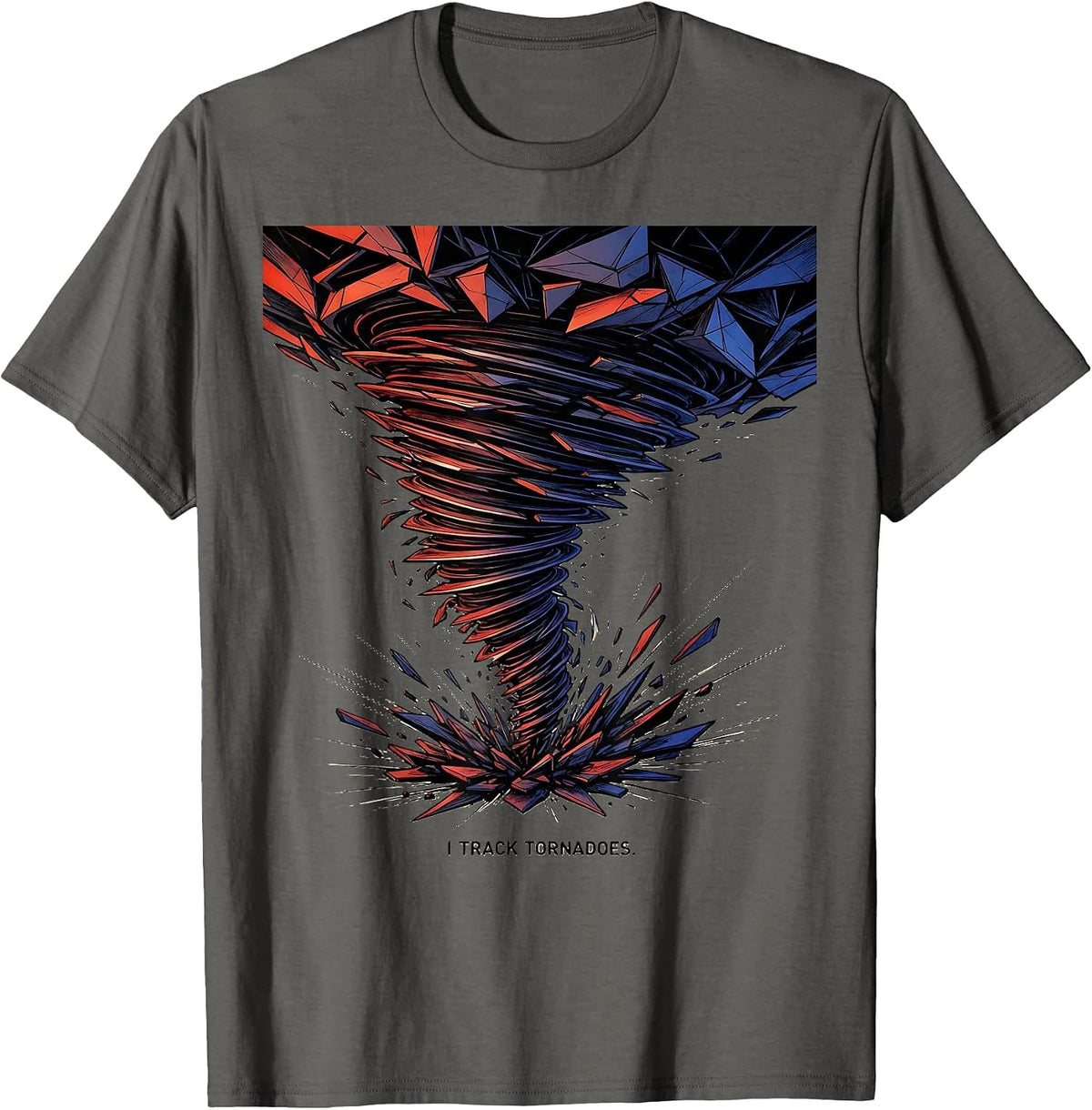 Men's I Track Tornadoes Futurist Dynamism Storm Chaser Meteorology T-Shirt - Asphalt Grey