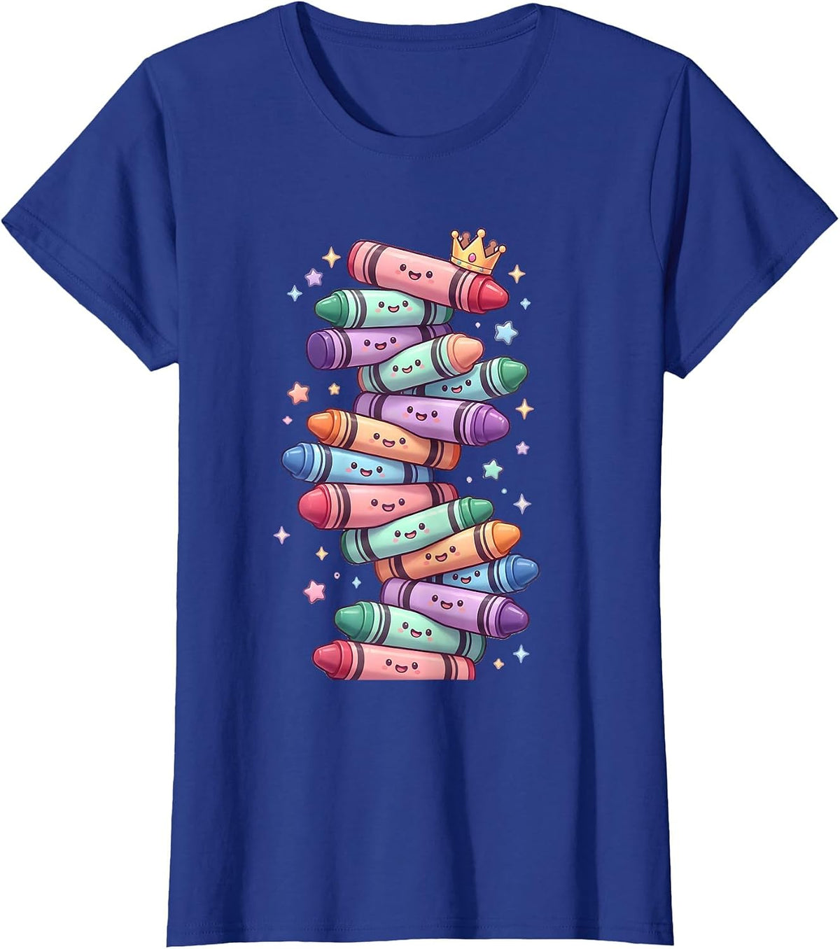 Women's Impossible Crayon Tower Stacked Sky High T-Shirt - Royal Blue