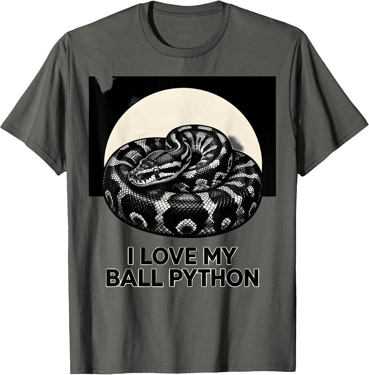 I Love My Ball Python Funny Reptile Lover Snake Owner T-Shirt - Asphalt Grey