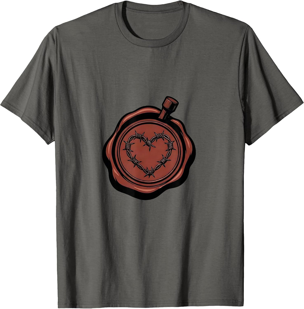 Men's Barbed Wire Heart Grunge Goth Alt Aesthetic T-Shirt - Asphalt Grey