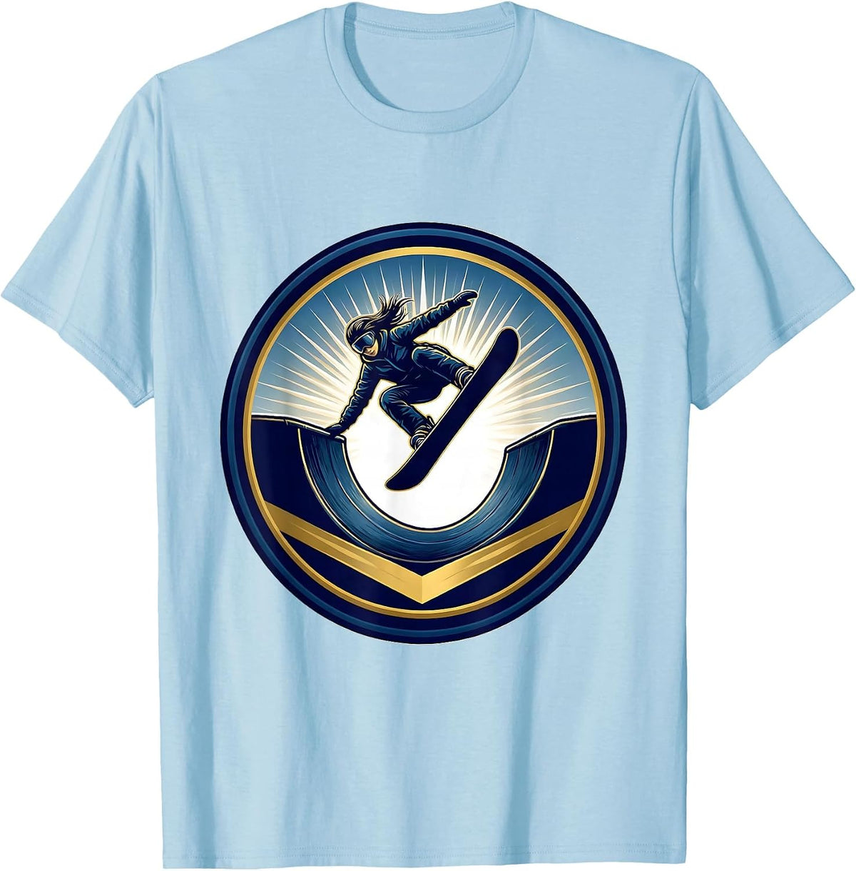 Men's Snowboarder Halfpipe Launch Graphic Design T-Shirt - Baby Blue
