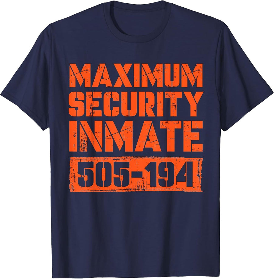 Security Jail Inmate Funny Prisoner Spooky Halloween Costume T-Shirt - Navy Blue