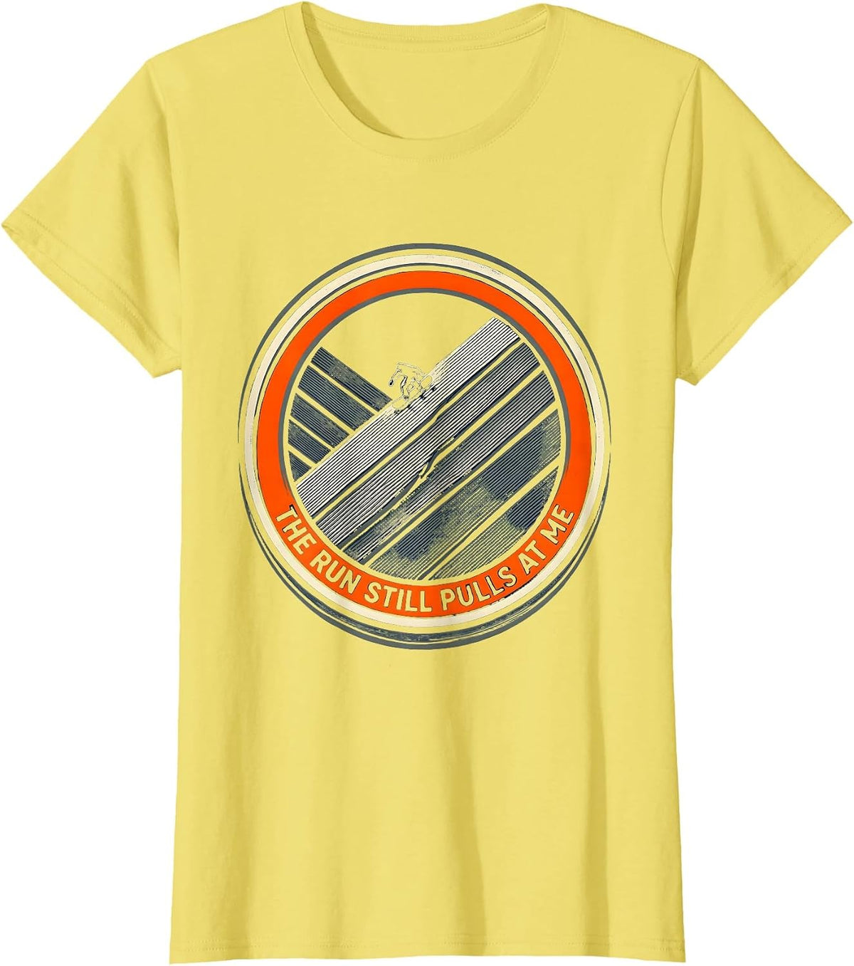 The Run Still Pulls At Me Funny Skiing Snowboarder Gift T-Shirt - Lemon Yellow