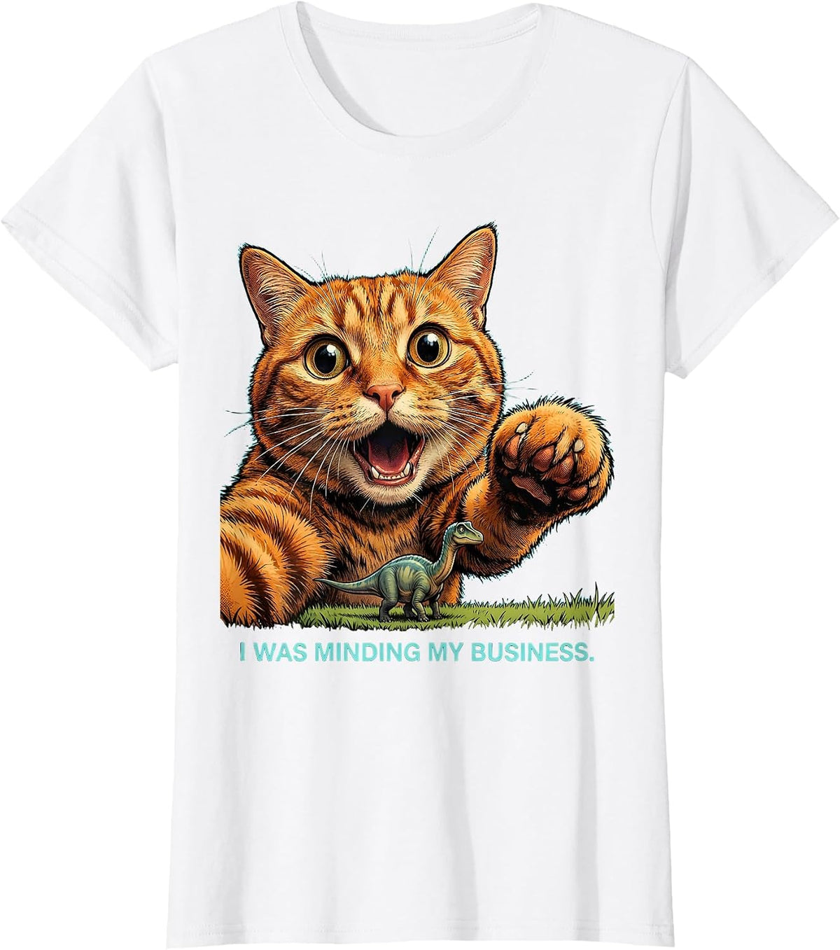 I Was Minding My Business Funny Cat Selfie Alien Cryptid T-Shirt - White