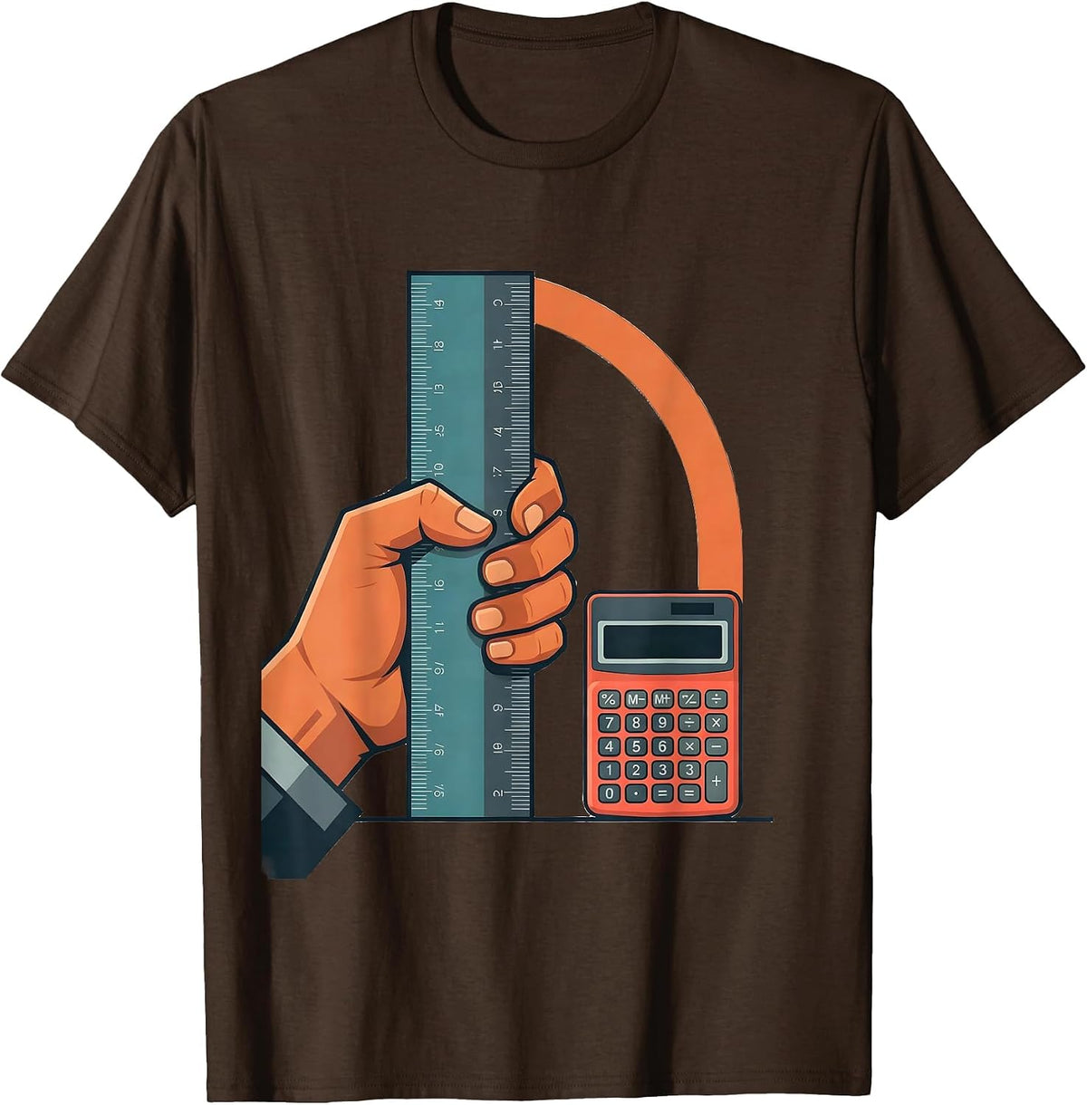 Slide Rule Classically Trained Retro Math Engineer T-Shirt - Brown