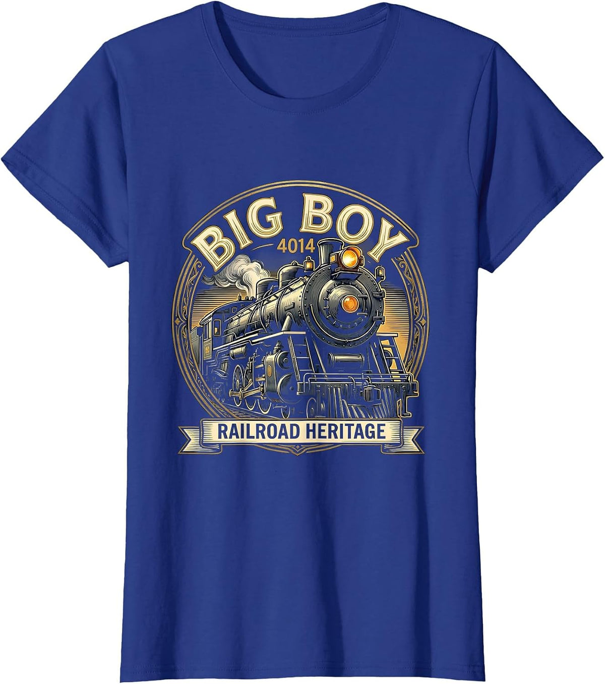 Women's Big Boy 4014 Steam Locomotive Vintage Railroad Enthusiast T-Shirt - Royal Blue