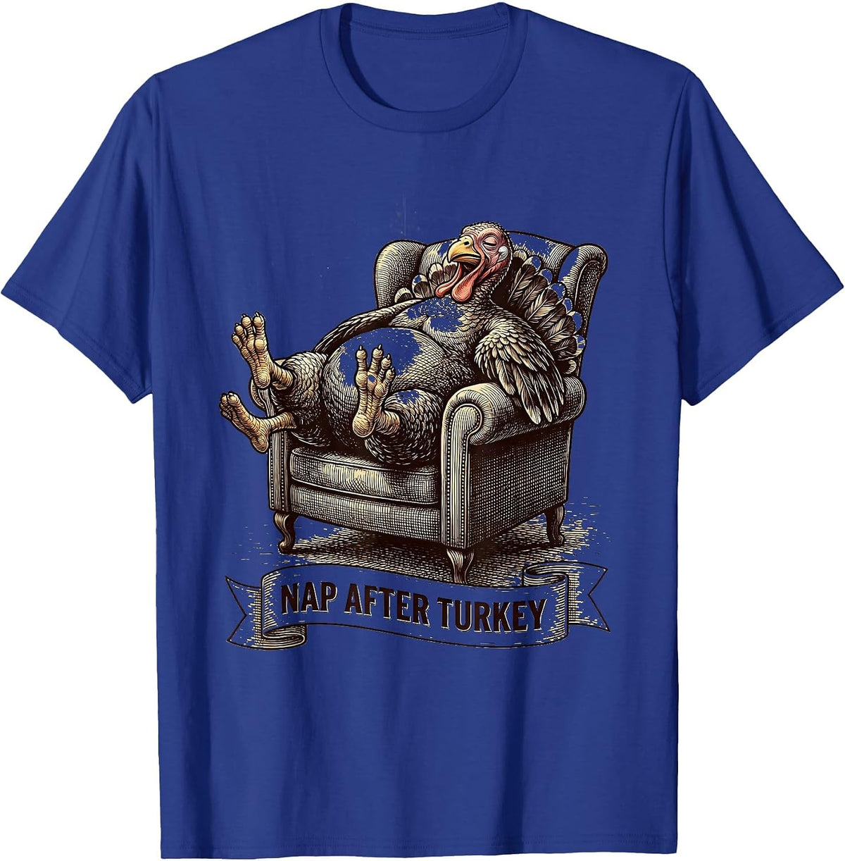 Men's Nap After Turkey Funny Thanksgiving Design T-Shirt - Royal Blue