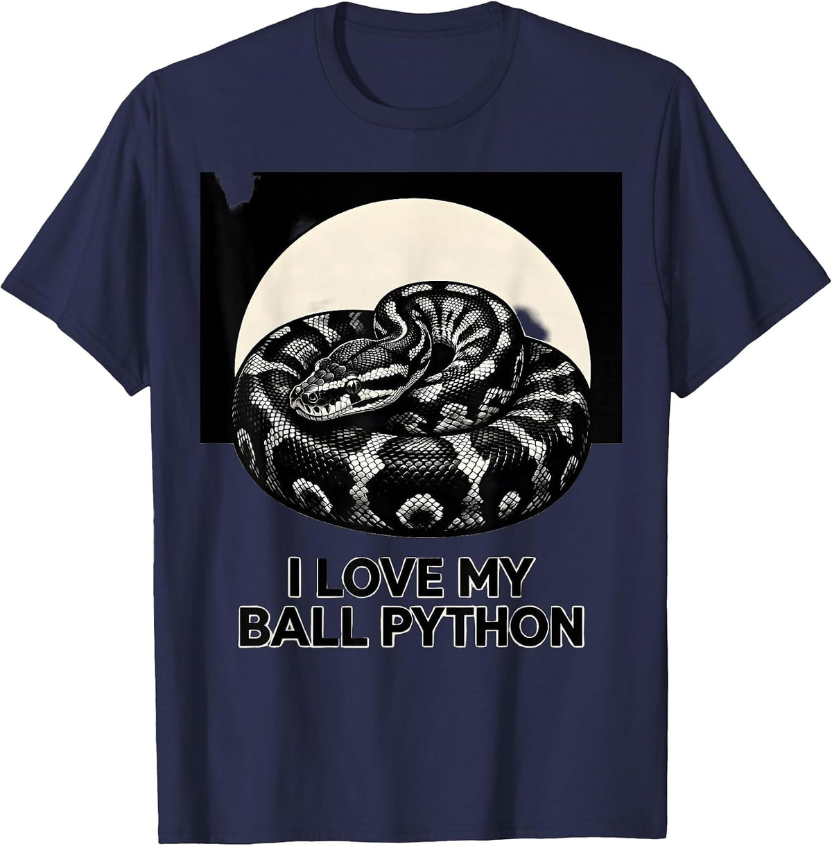 I Love My Ball Python Funny Reptile Lover Snake Owner T-Shirt - Navy Blue