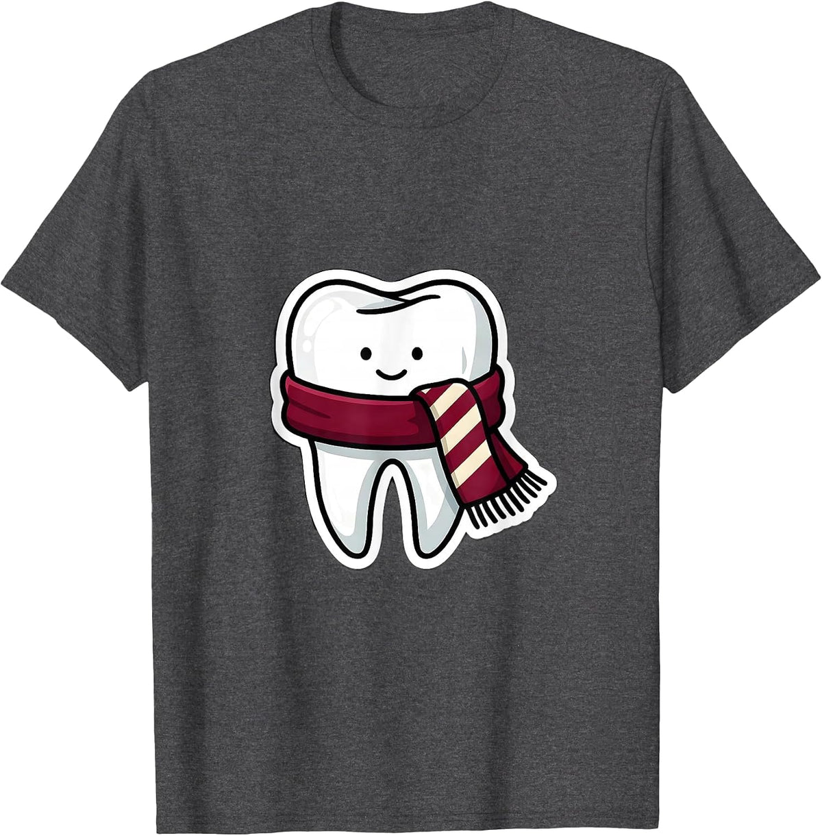 Men's Broad Tooth Cranberry Scarf Dental Team Christmas Humor T-Shirt - Dark Heather Grey