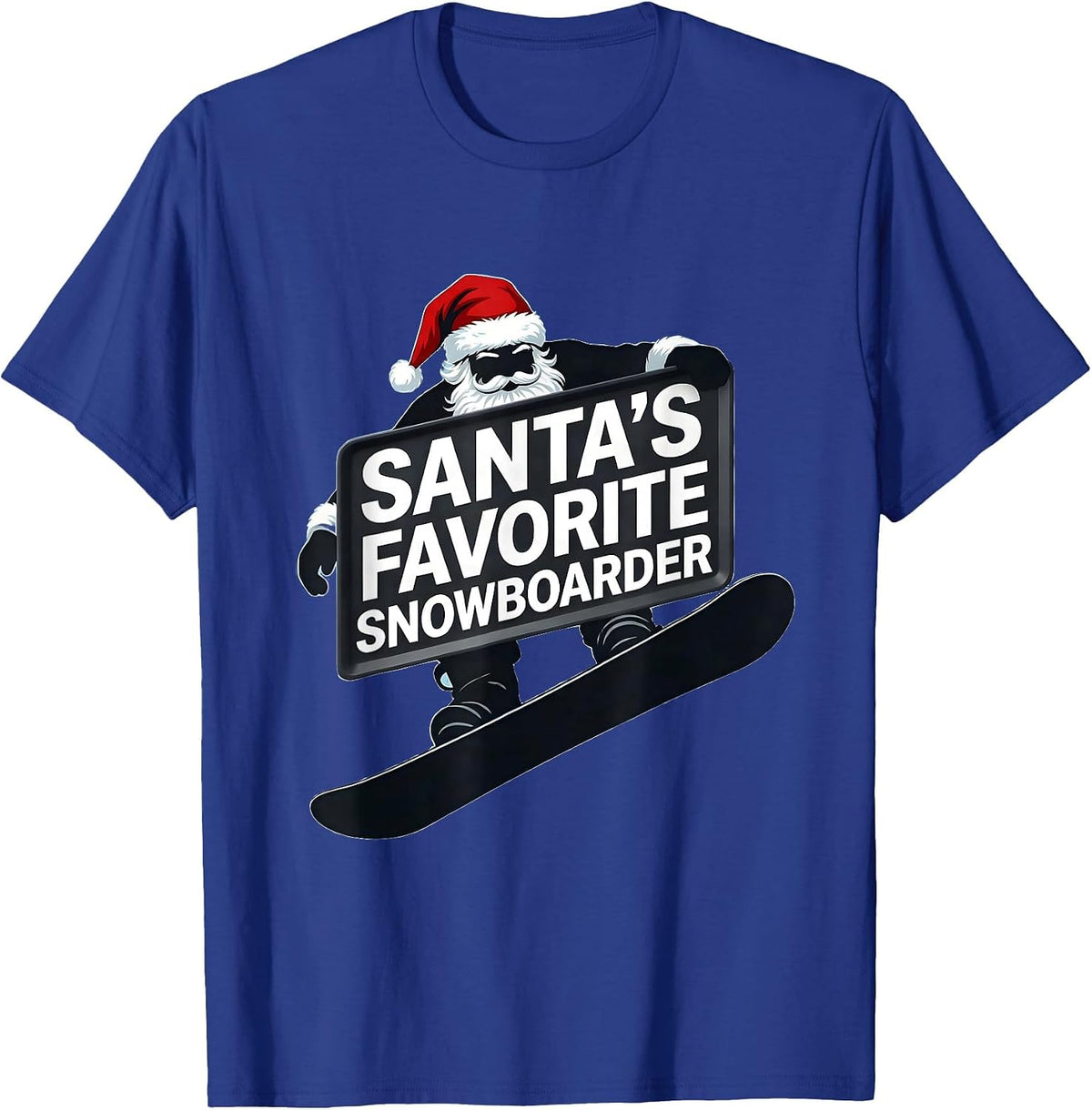 Men's Santa's Favorite Snowboarder Funny Snowboarder Christmas T-Shirt - Royal Blue