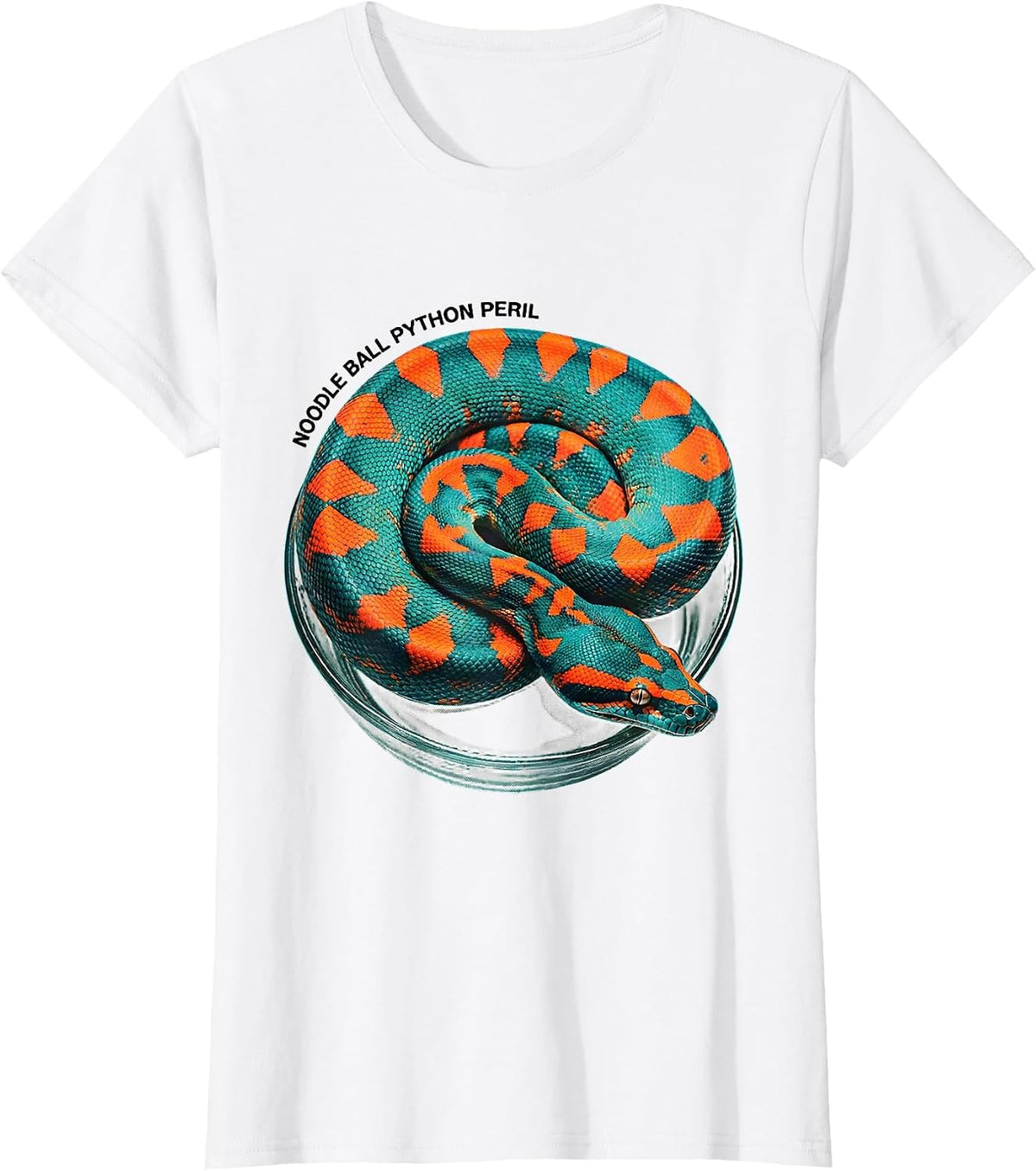Noodle Ball Python Peril Funny Snake Lover Reptile Humor T-Shirt - White