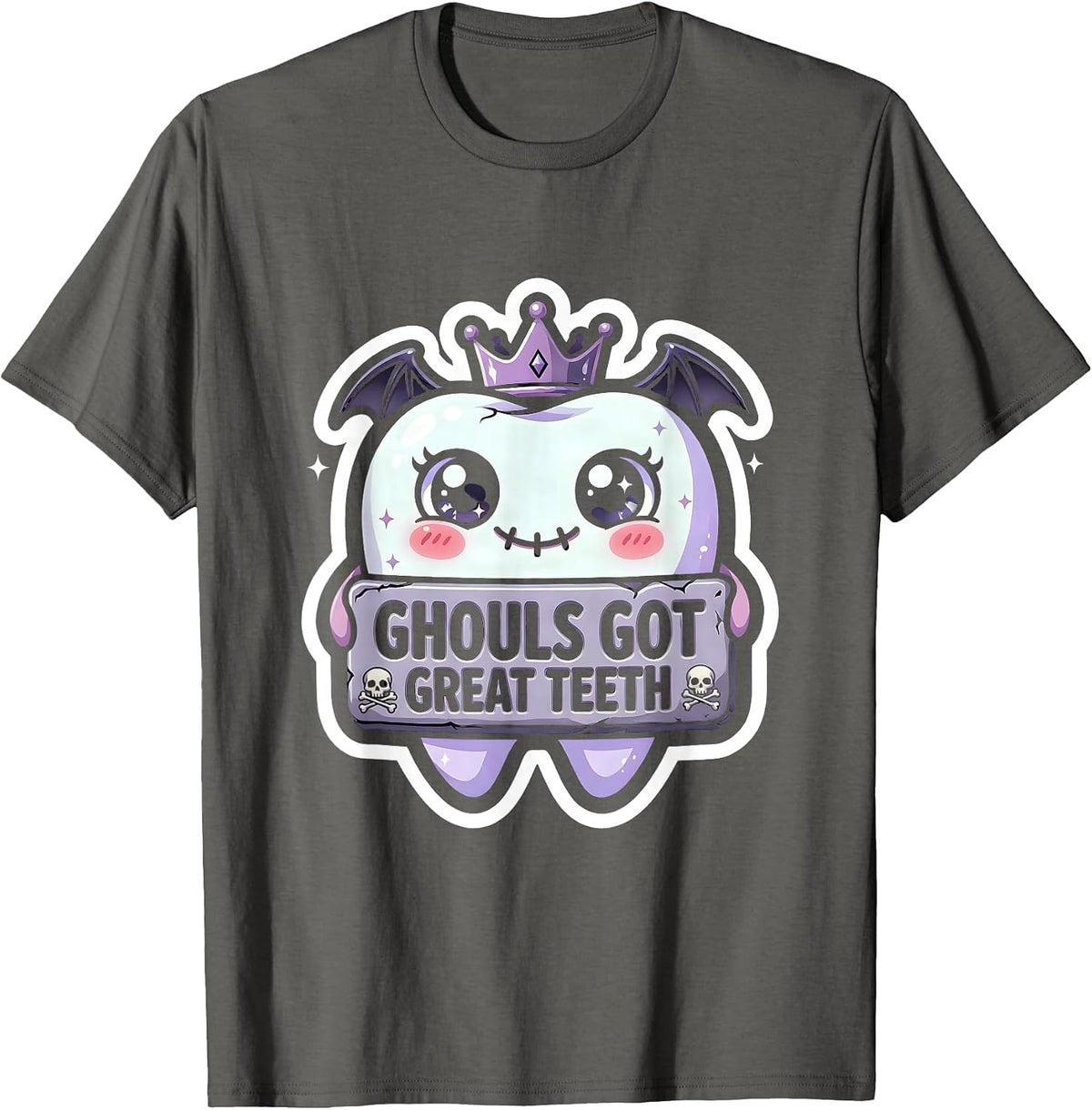 Men's Ghouls Got Great Teeth Dental Halloween Design T-Shirt - Asphalt Grey