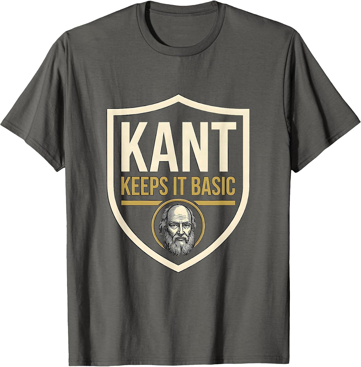 Men's Kant Keeps It Basic Funny Philosopher Pun Sarcastic Humor T-Shirt - Asphalt Grey