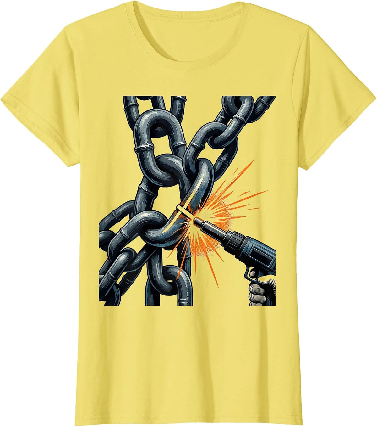 Women's Heavy Steel Chain Welding Repair Humor Metal Worker Gift T-Shirt - Lemon Yellow