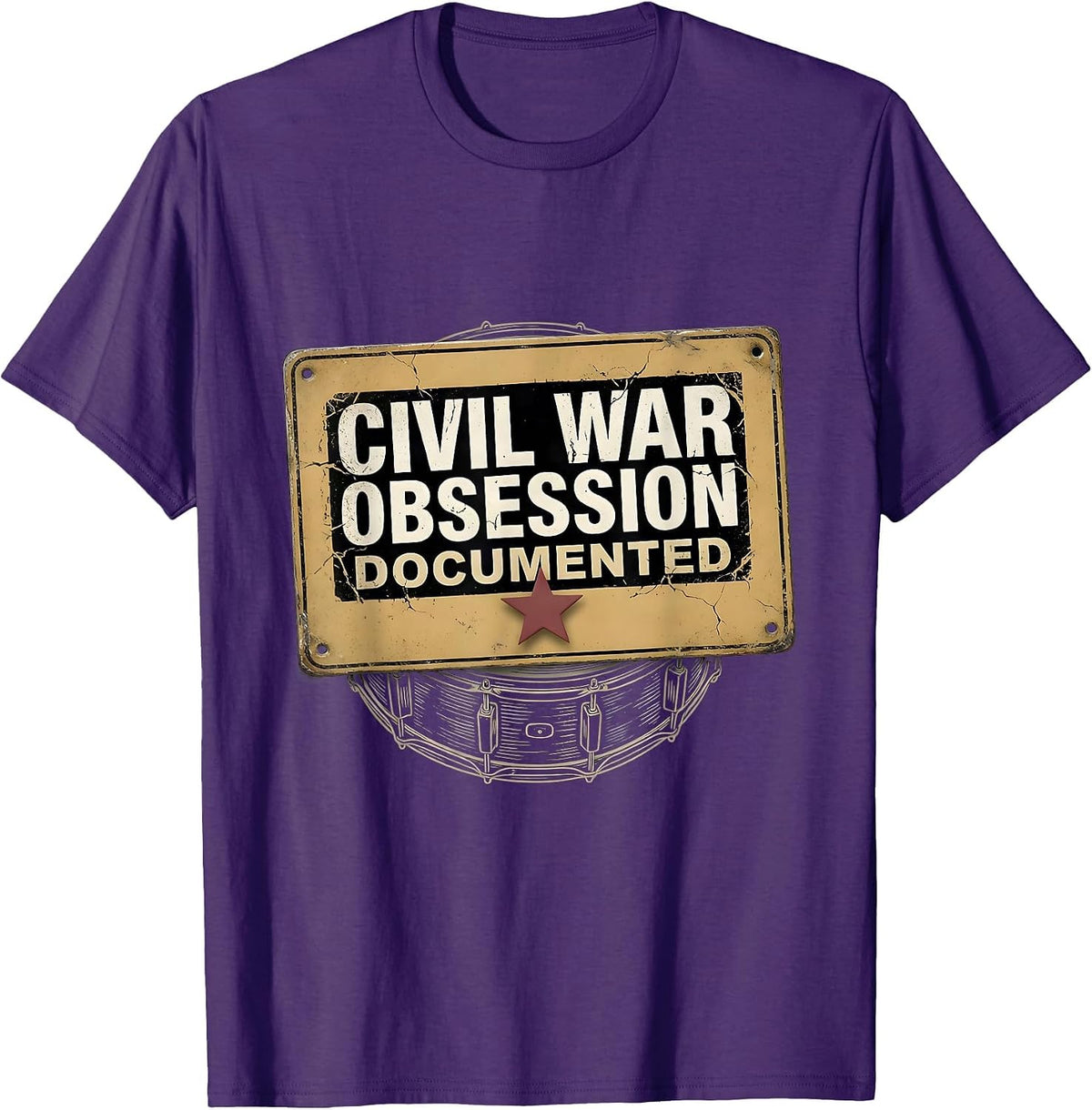 Civil War Obsession Documented Funny History Buff Reenactor T-Shirt - Purple