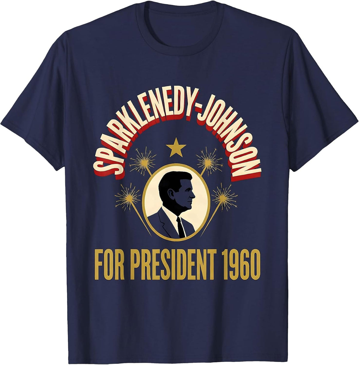 Men's Sparklenedy-Johnson For President 1960 Retro Political T-Shirt - Navy Blue