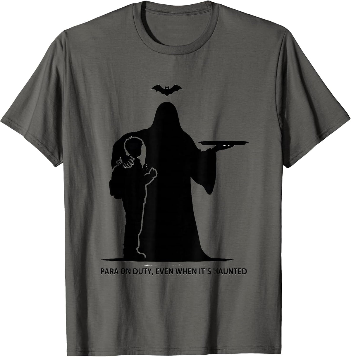 Men's Para On Duty Even When It's Haunted Funny Paraprofessional T-Shirt - Asphalt Grey
