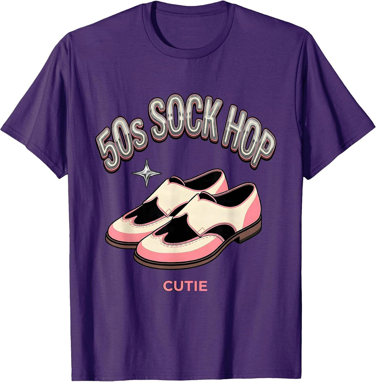 Men's 50s Sock Hop Cutie Retro Rockabilly 1950s Party Costume T-Shirt - Purple