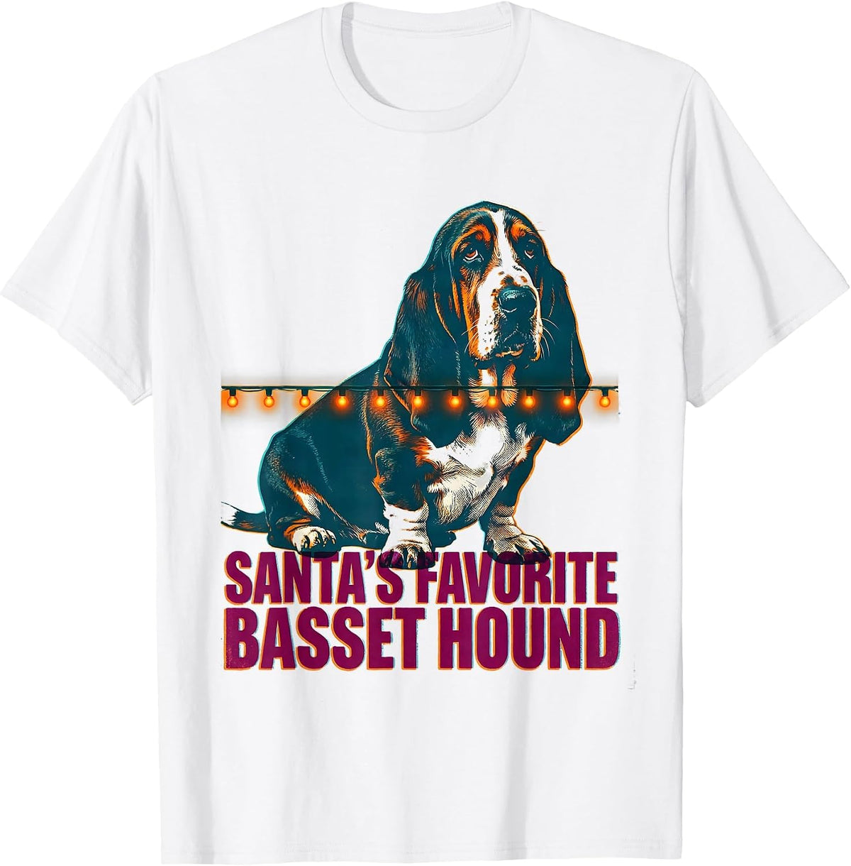 Men's Santa's Favorite Basset Hound Christmas Dog Lover Holiday T-Shirt - White