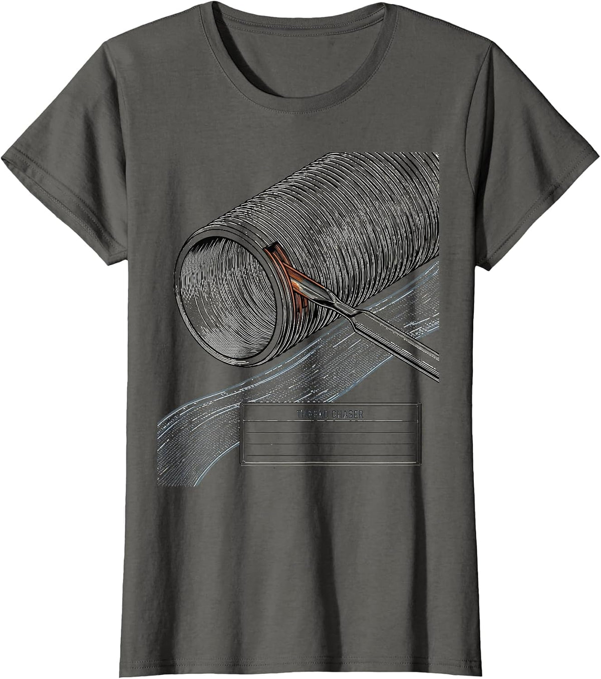 Women's Thread Chaser Funny Plumber Pipefitter Occupational Humor T-Shirt - Asphalt Grey