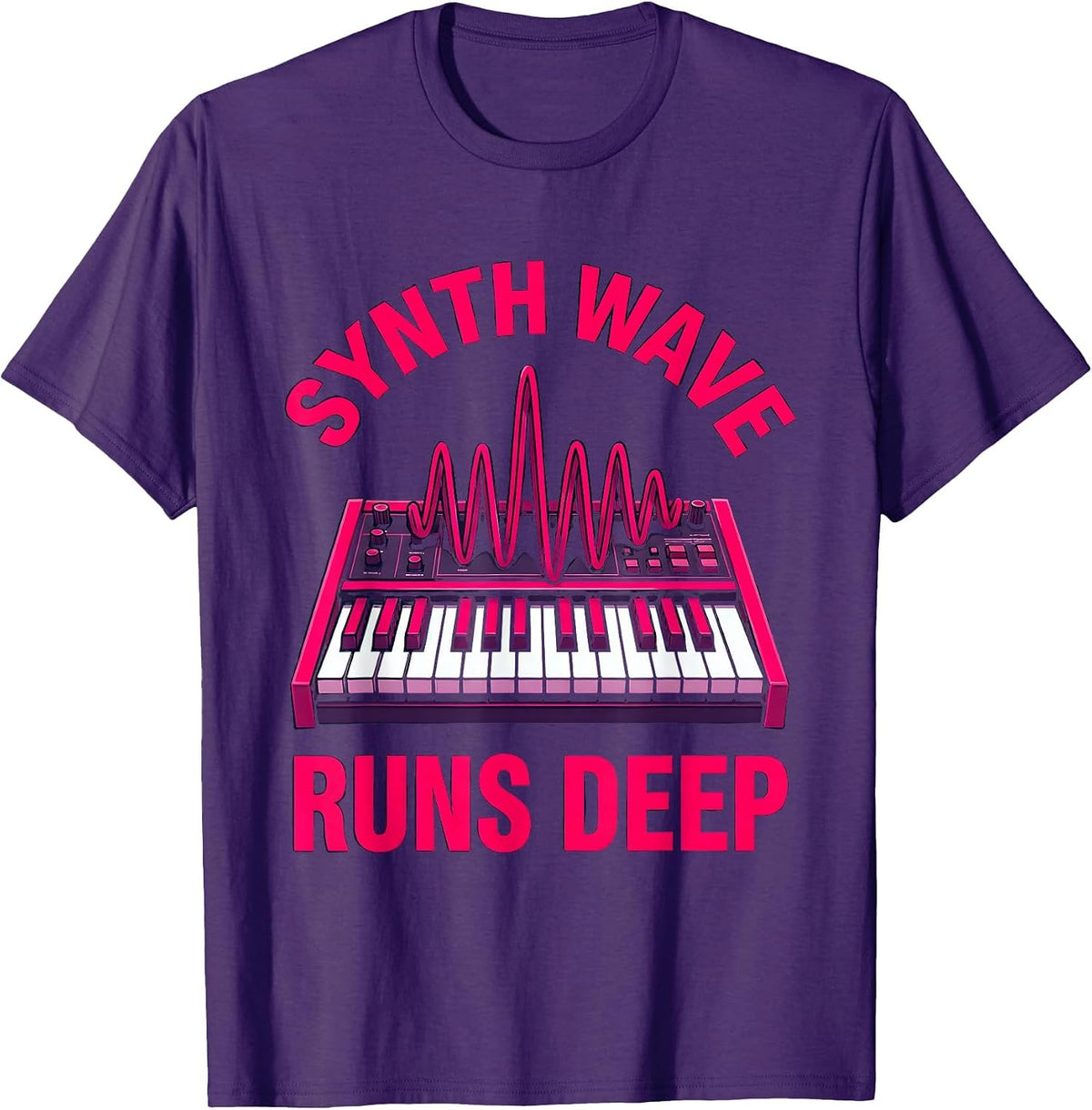 Synth Wave Runs Deep 80s Retro Design T-Shirt - Purple