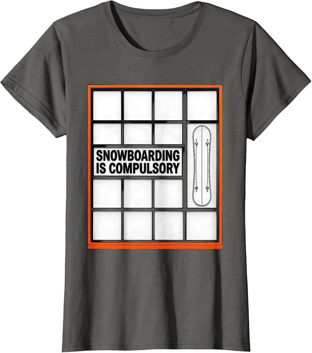 Women's Snowboarding Is Compulsory Geometric Snowboarder Pride T-Shirt - Asphalt Grey