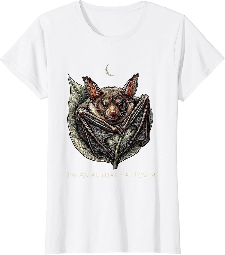 Women's I'm An Actual Bat Lover Vintage Bat Lover Halloween Humor T-Shirt - White