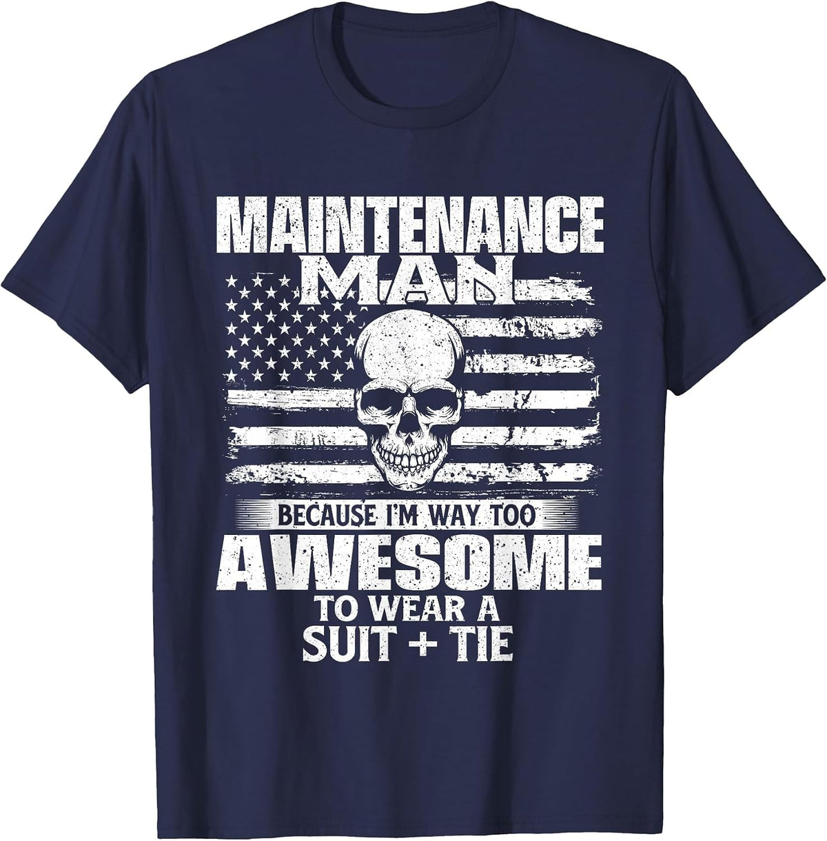 Maintenance Man - USA Flag Repair Worker Repair Man DIY T-Shirt - Navy Blue