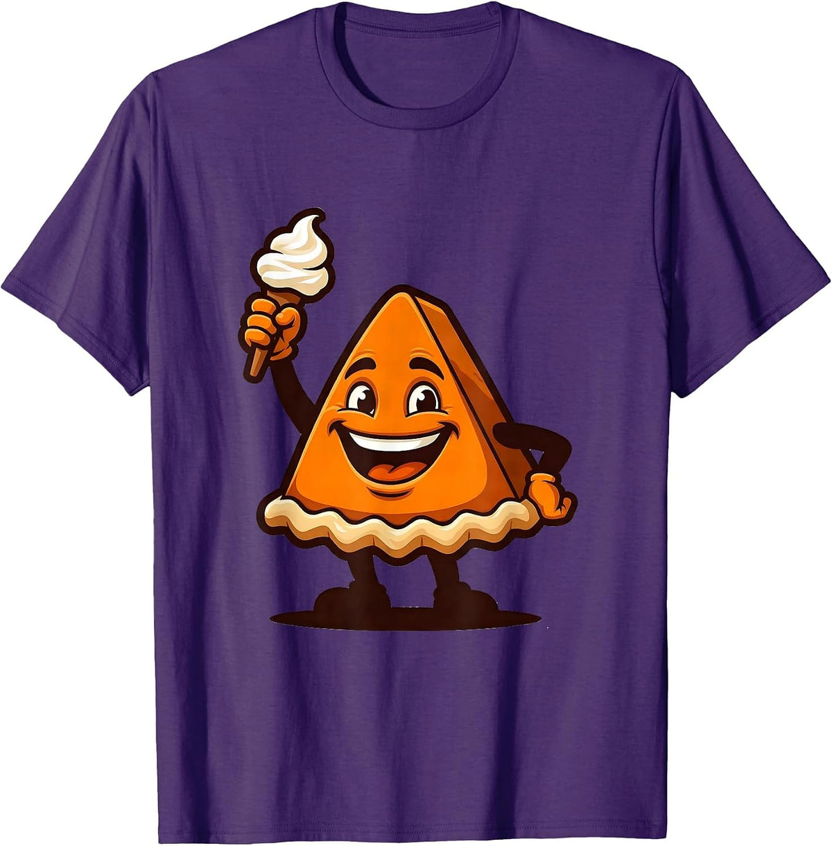 Men's Pumpkin Pie Wedge Mascot Funny Thanksgiving T-Shirt - Purple