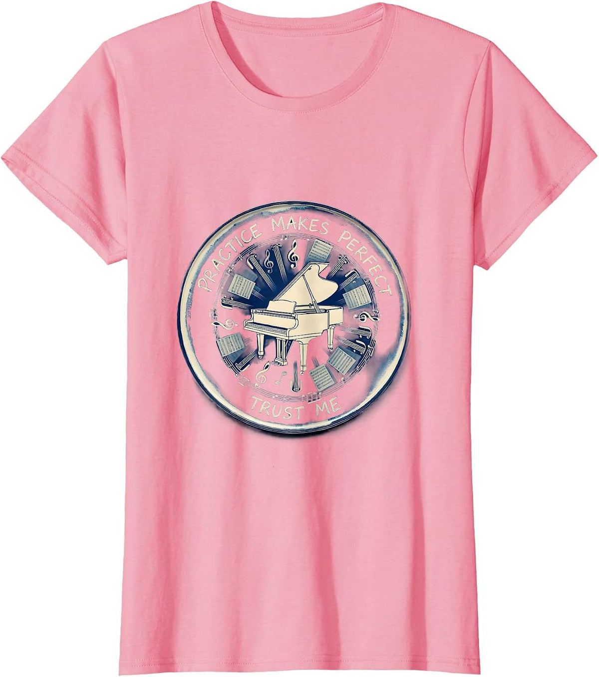 Women's Practice Makes Perfect Music Teacher Design T-Shirt - Pink