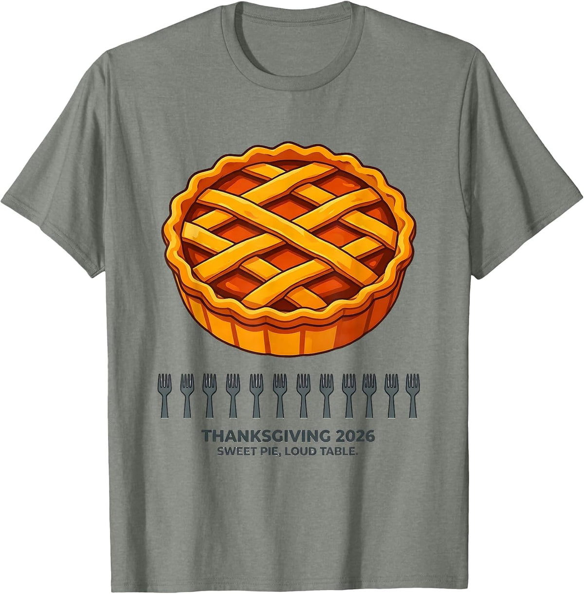 Men's Thanksgiving 2026 Sweet Pie Loud Table Family T-Shirt - Olive Heather
