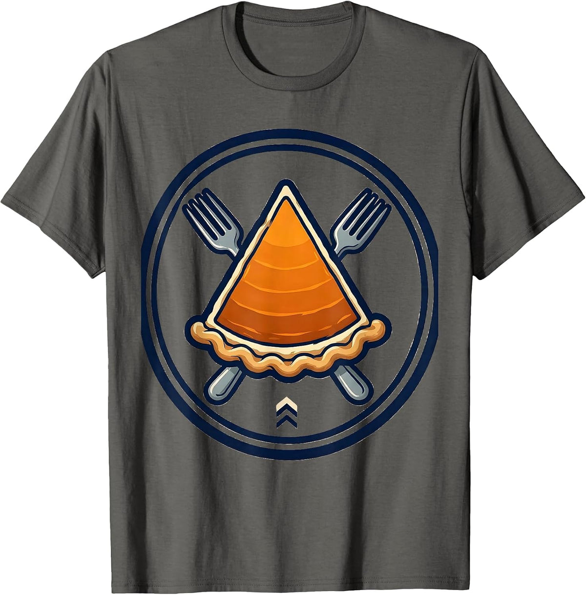 Men's Pumpkin Pie Wedge Sports Team Crest Humor T-Shirt - Asphalt Grey