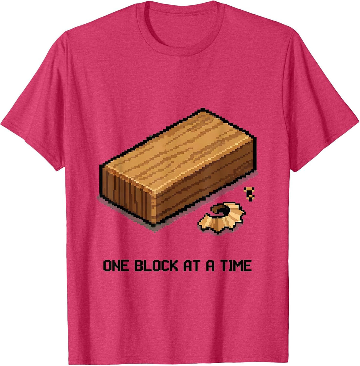 One Block At A Time Pixel Art Teacher Back To School Gift T-Shirt - Red Heather