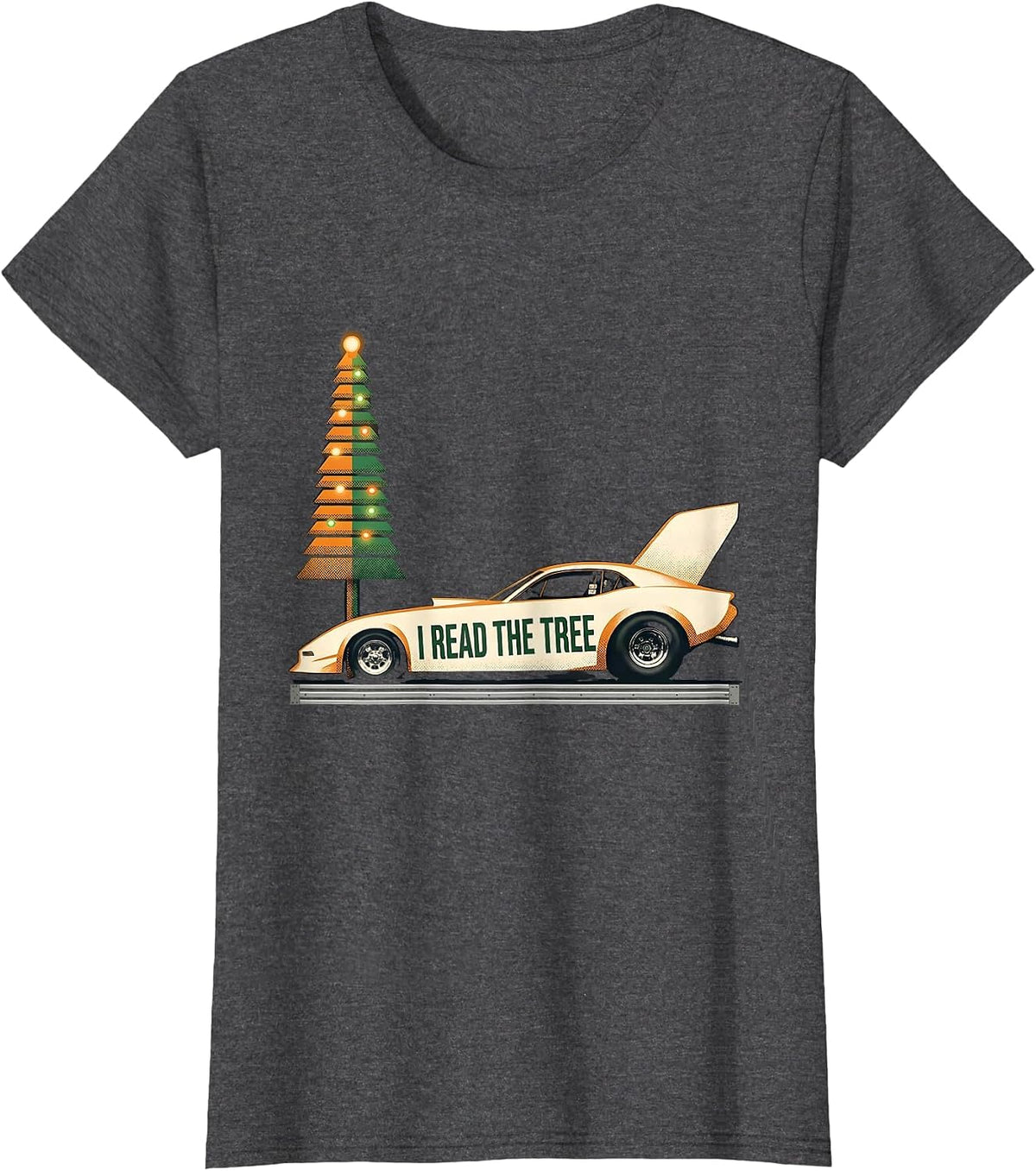 Women's I Read The Tree Patriotic Drag Racing RC Car Enthusiast T-Shirt - Dark Heather Grey
