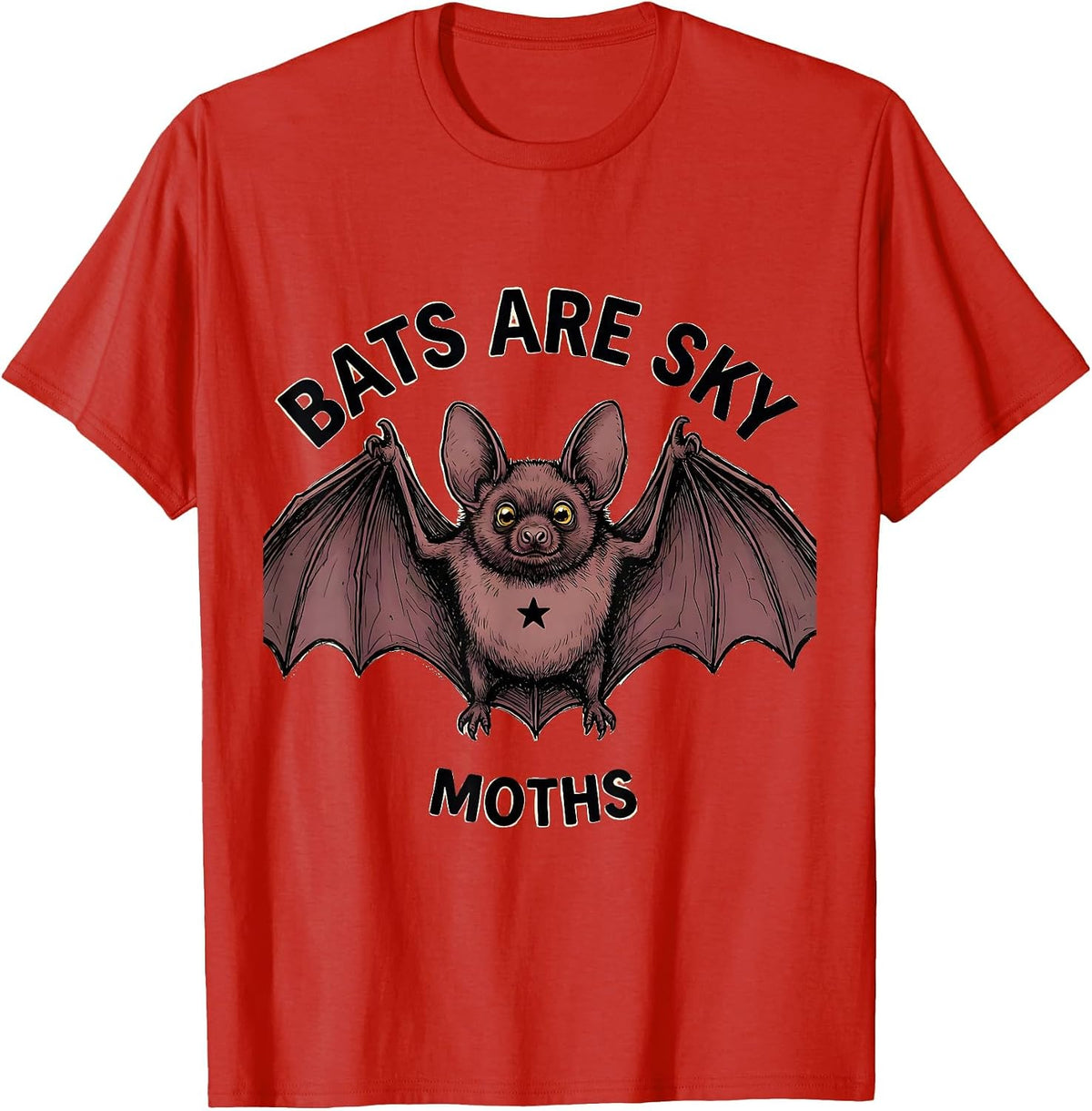 Men's Bats Are Sky Moths Funny Bat Lover Wildlife Biology Humor T-Shirt - Red